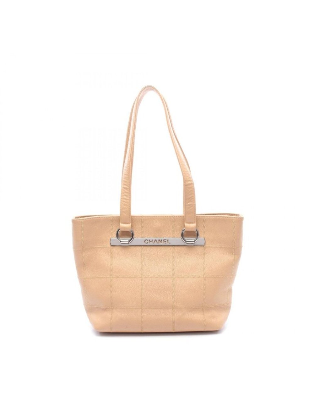Chanel Tote Choco Bar Beige Caviar Leather